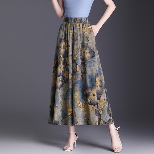 复古印花裙裤女夏季2026新款高腰显瘦垂感阔腿裤时尚宽松休闲裤裙