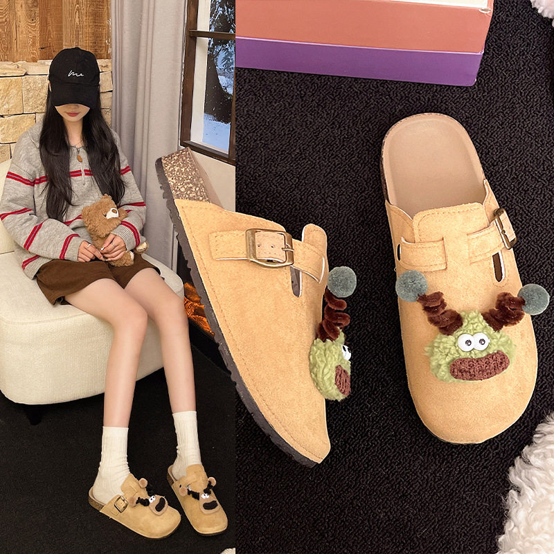 厂家新款平底鞋防滑包头半拖百搭勃肯女生鞋休闲一脚蹬懒人鞋