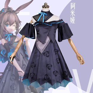 明日方舟阿米娅cos潮玩星球庆典时光cosplay服装 礼服女假发全套装