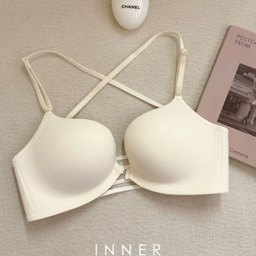 INNER樱内 前扣小胸聚拢圆圆杯内衣女上薄下厚无钢圈交叉美背文胸