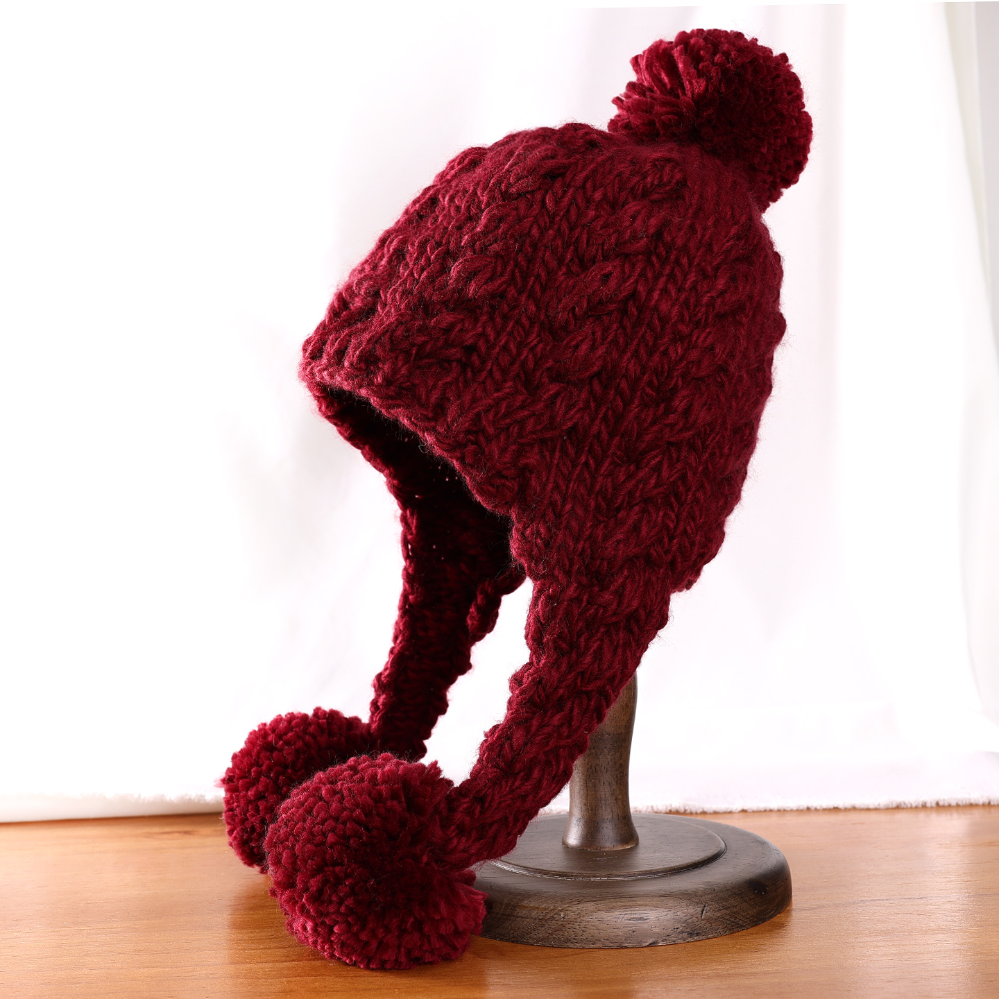 复古麻花毛线帽子女秋冬天可爱毛绒球球加厚保暖护耳针织帽小头围