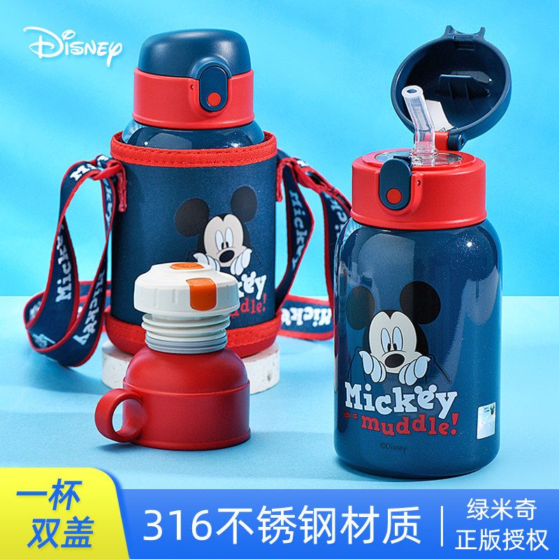 迪士尼儿童保温杯男孩316食品级上小学生专用幼儿园吸管两用水壶