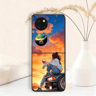 适用华为Pocket S折叠屏手机壳华为P50Pocket宝盒机车女孩保护套高清彩绘保护壳