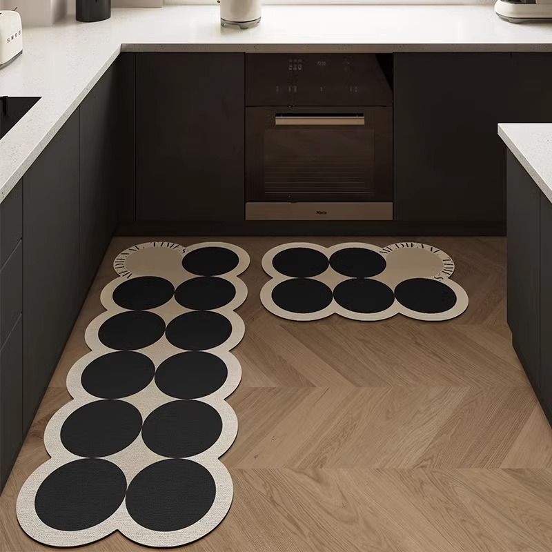 厨房地垫法式复古硅藻泥防滑垫防水防油免洗可擦地毯门口耐脏脚垫