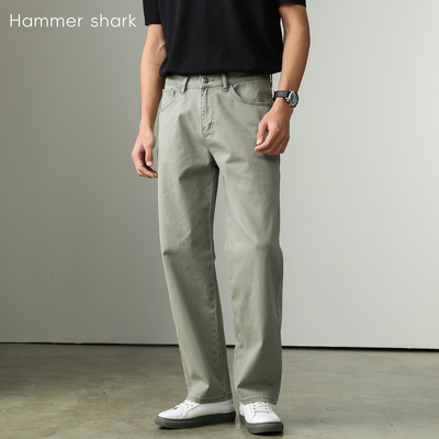 2026趋新薄荷绿直筒牛仔裤男士通勤舒适弹力休闲长裤HAMMER SHARK
