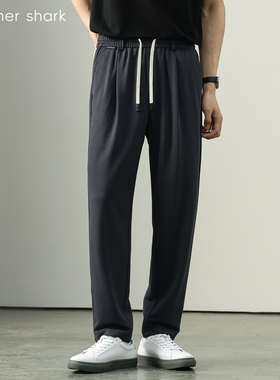 莫代尔休闲裤男士夏季通勤抗皱锥形直筒裤轻商务长裤HAMMER SHARK