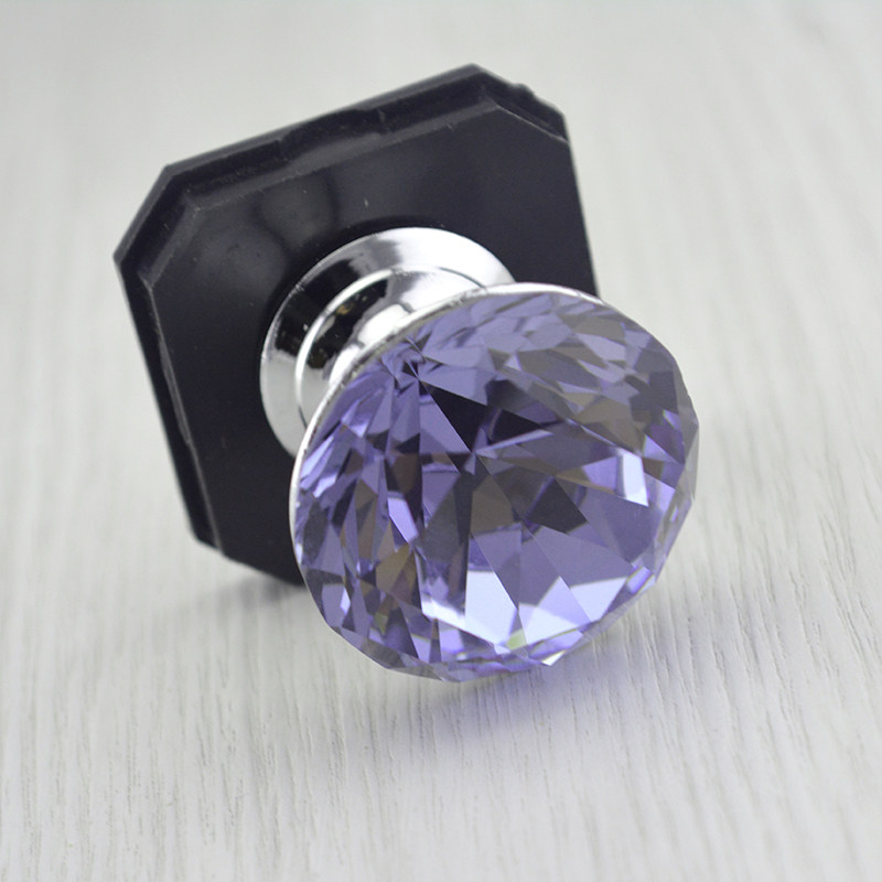 晶美正品 高档进口K9紫水晶拉手抽屉单孔 欧式 米白橱衣柜门把手