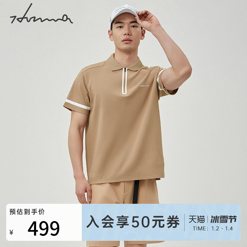 【时尚高尔夫】HONMA撞色拼接polo衫时尚活力柔软透气翻领短袖T恤