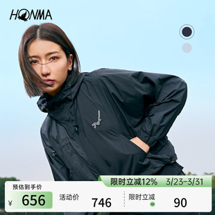 外套休闲百搭可调节设计连帽暗链时尚 HONMA高尔夫女士短款 蝙蝠袖