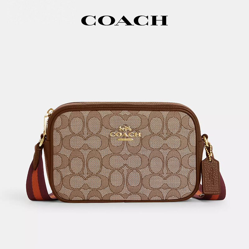 【官方授权】COACH/蔻驰Jamie女款相机小方包织物老花单肩斜挎包