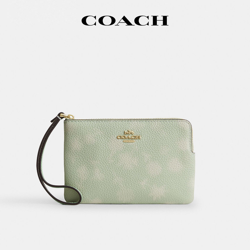 【国内现货】COACH/蔻驰女士手拿包春夏彩色皮质拉链款手挽包钱包
