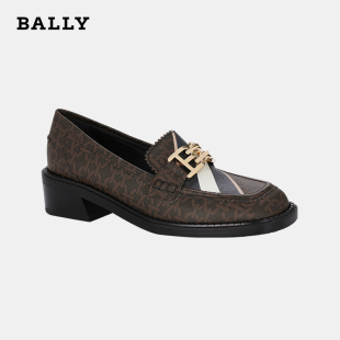 Bally 保证 英伦复古潮流商务老花粗跟单鞋 正品 巴利女士乐福鞋