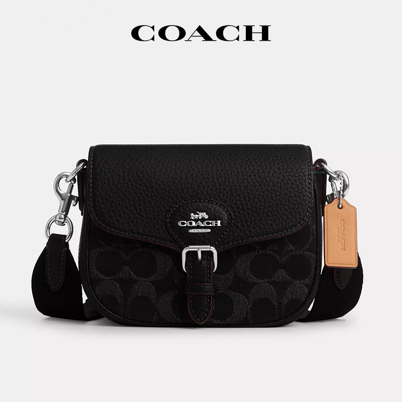 【官方授权】COACH/蔻驰Amelia女款马鞍包织物老花潮流单肩斜挎包