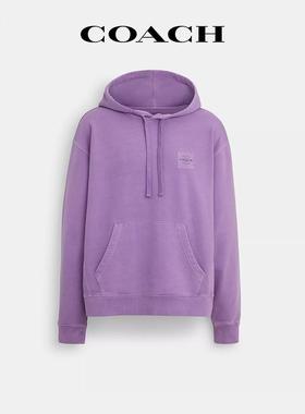 【断码清仓】COACH/蔻驰FW23连帽卫衣潮流紫色针织帽衫男女同款