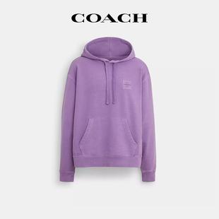 COACH 断码 清仓 男女同款 蔻驰FW23连帽卫衣潮流紫色针织帽衫