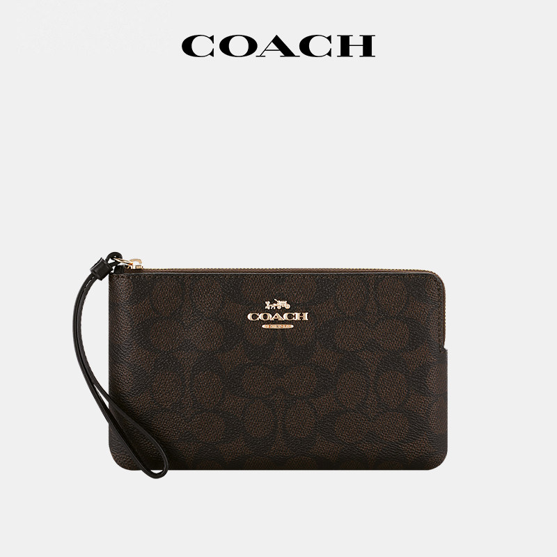 【国内现货】COACH/蔻驰经典老花手拿包便携证件多功能手挽钱包