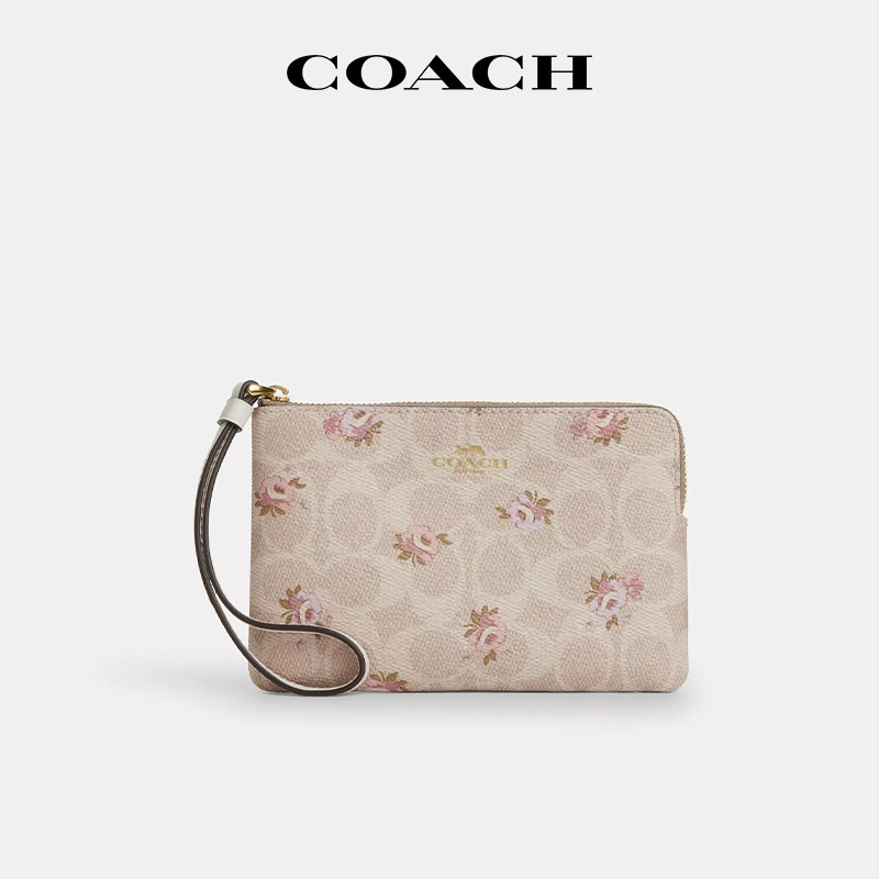 【国内现货】COACH/蔻驰corner zip16手拿包花卉印花老花手挽钱包