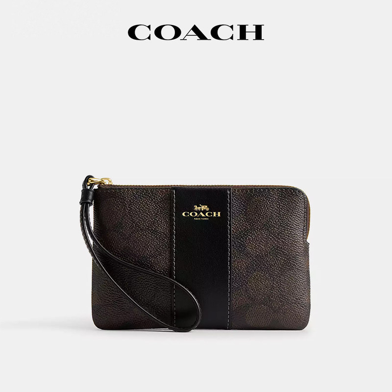 【国内现货】COACH/蔻驰Corner经典女款手拿包深咖老花手腕钱包,箱包皮具/热销女包/男包,手拿包,淘宝优惠券,粉丝福利购,淘宝优惠卷