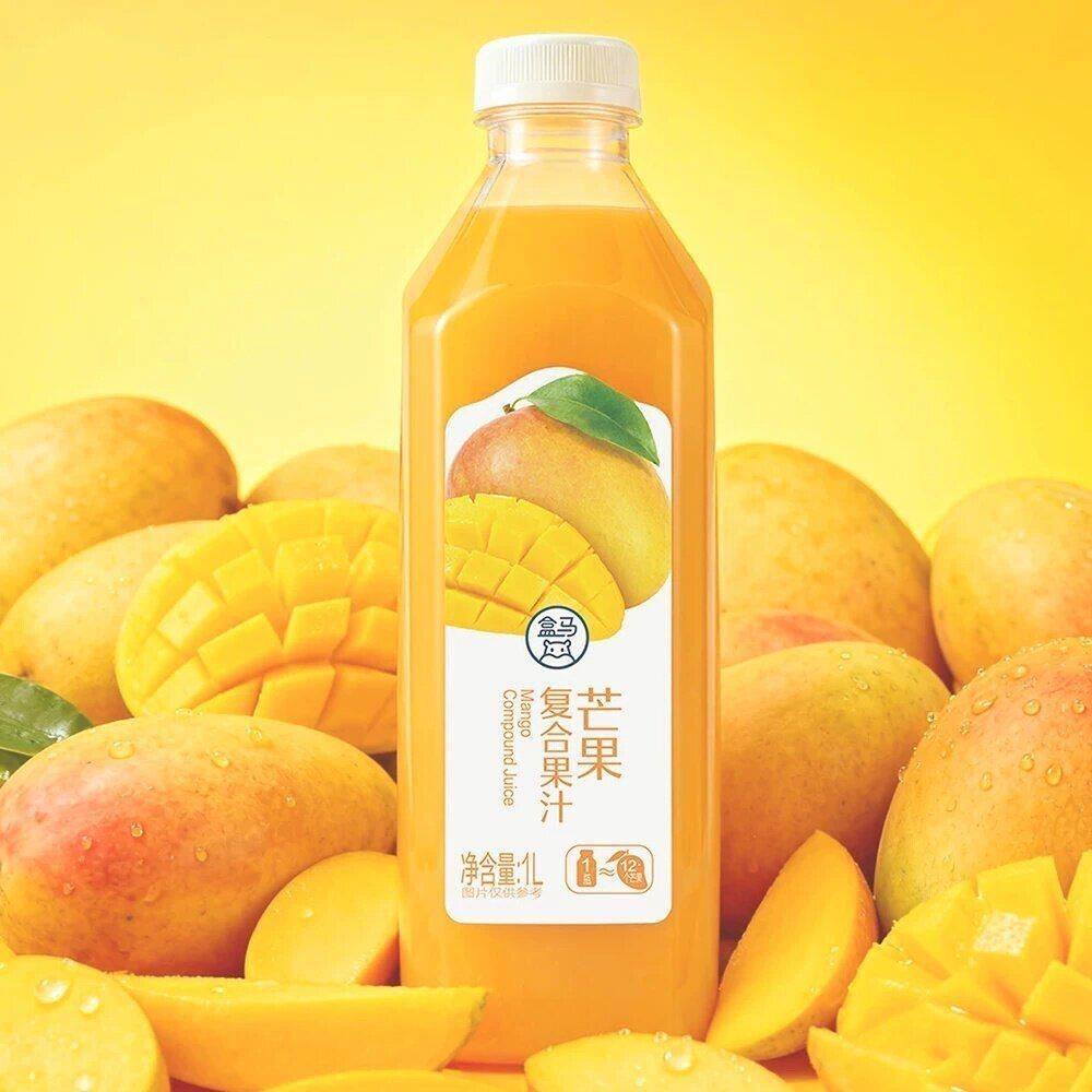 盒马代购芒果复合果汁饮料1L热带果香清新爽口夏日风味饮品