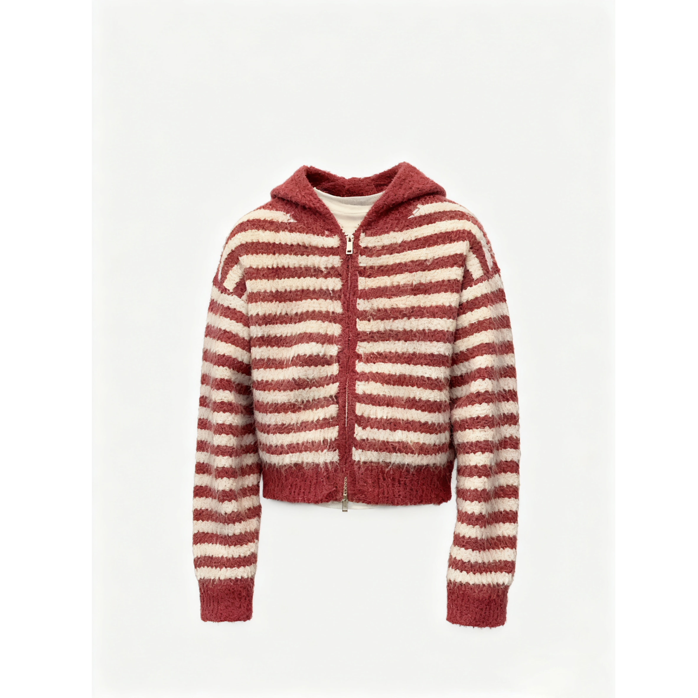 上衣连帽短款boxyfit做旧条纹