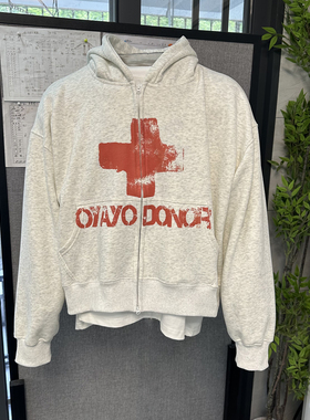 Basicannals美式复古做旧卫衣外套短宽boxyfit拉链上衣连帽泽西风