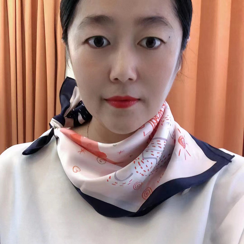 真丝小方巾53杭州丝绸韩版多功能妈妈桑蚕丝丝巾女职业百搭小围巾