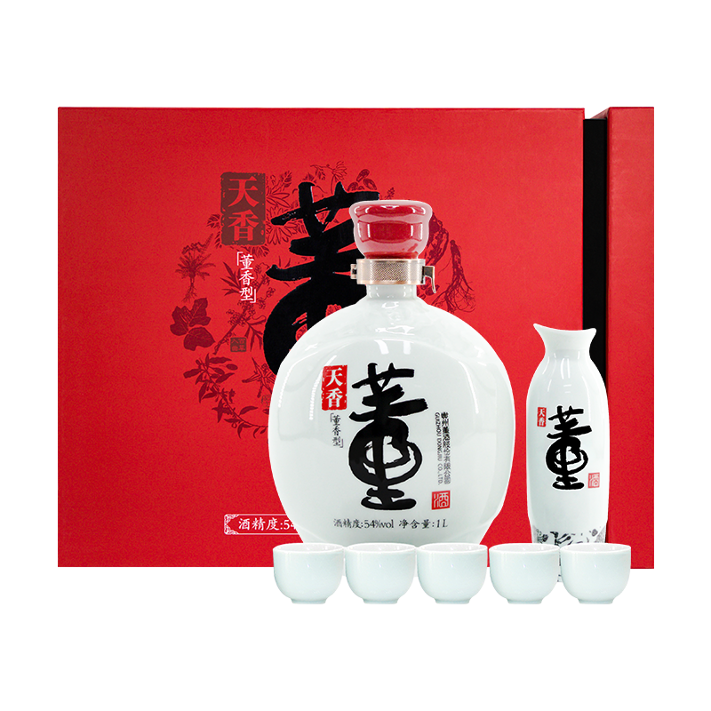 董酒天香54度1L禮盒裝純糧固態(tài)董香型貴州高度白酒端午節(jié)日禮盒