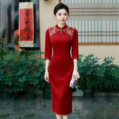 喜婆婆婚宴礼服年轻妈妈结婚旗袍