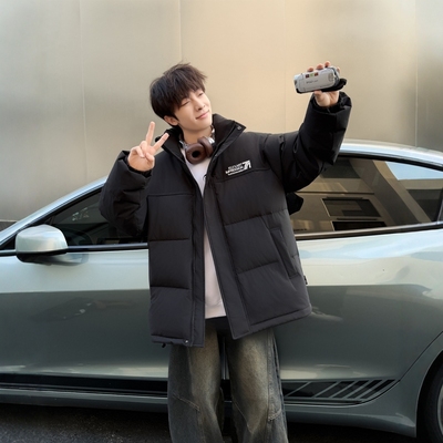 快乐印象羽绒服偏厚立领宽松休闲初中高中生男孩大童青少年装