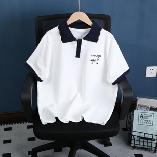 女生大童青少年女装夏季新款短袖POLO翻领T恤衫休闲针织中袖内搭