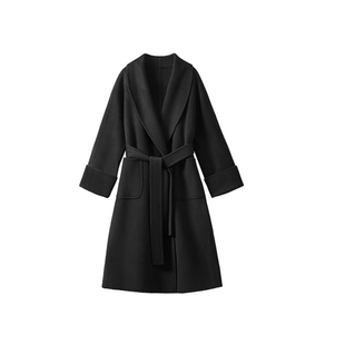 【思思】璞格高端羊绒大衣8881翻领长款优雅大衣