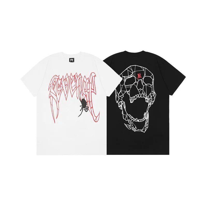 REVENGE 潮牌oversize男女情侣款短袖T恤衫上衣TEE暗黑素描骷髅头