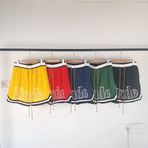 Rhude 美式街头贴布刺绣网眼篮球裤夏季宽松透气男女休闲短裤裤衩