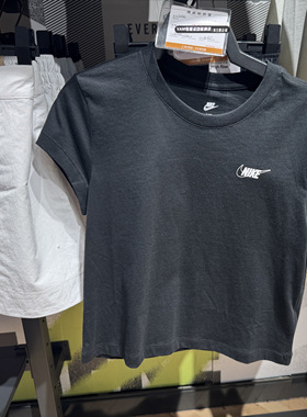 nike耐克女子夏季大勾子短款圆领半袖T恤HF9457-010-100-527-646