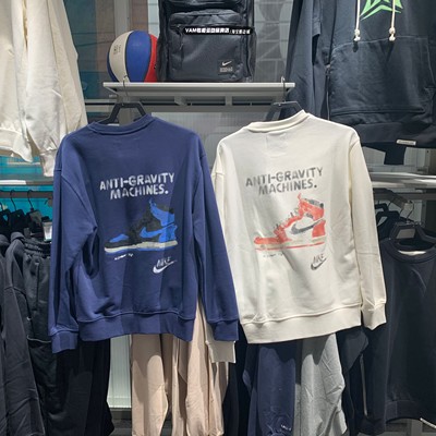 Nike耐克2024年冬男新款AJ鞋子印花圆领休闲运动卫衣 HF1118-410