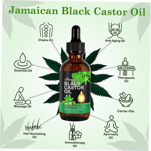 Black Castor Oil Nourishes Hair Growth Skin Massage Essentia