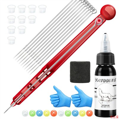 1 Set Hand Poke Pen and Stick Tool Tattoo Needle Holder Tatt