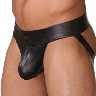 Hot Sexy Faux Leather Mens Jockstrap Underwear Erotic Panti
