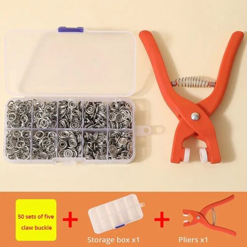 Snap Button Kit With Hand Pressure Pliers 50pcs Snaps , Meta