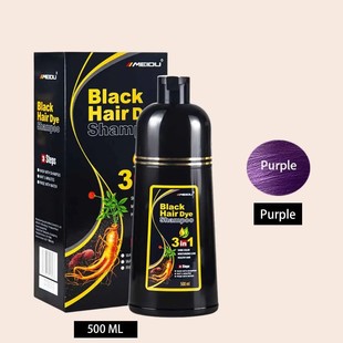 500ML Black Hair Dye Shampoo 3 in 1 Instantly Darken Hairs I