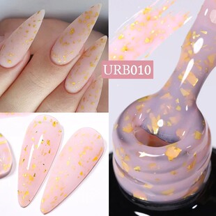 UR SUGAR Blue Color Rubber Base Gel Nail Polish Gold Glitter