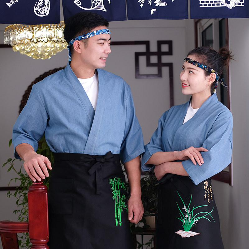 日式工作装寿司料理牛仔布店大码