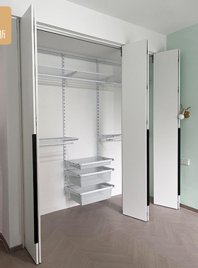 美达斯定制金属衣柜折叠门开放式衣柜隔断门实木平开门吊轨道移门