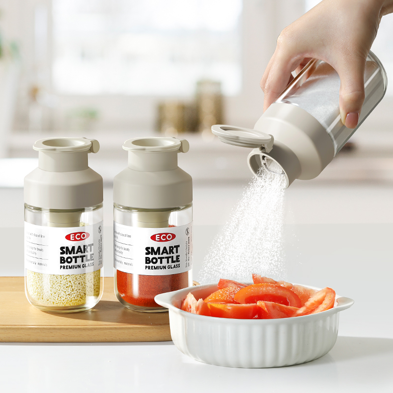 定量盐罐调料盒玻璃调味罐家用控盐瓶防潮密封味精白糖厨房调味瓶