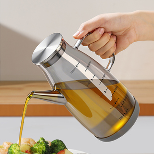 避光玻璃油壶厨房家用不挂油食品级防漏可视带刻度大容量油罐油瓶