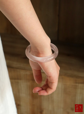 中式木眠「影青白」白月光冰透猫眼石琉璃手镯