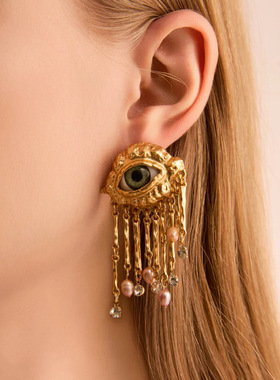 古典轻奢感恶魔之眼女式项链耳坠耳环套装