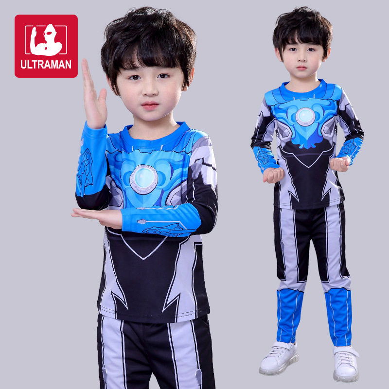 儿童正版奥特曼衣服赛罗迪迦皮套男孩速干衣长袖套装万圣节扮演服图片
