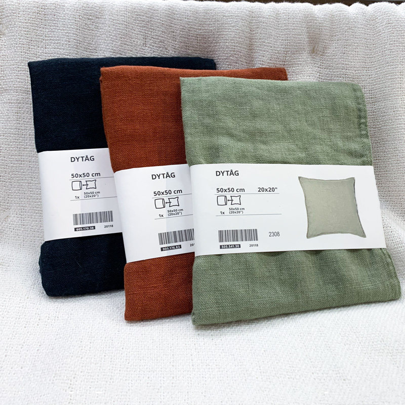 IKEA宜家 迪淘格 垫套靠垫套客厅沙发抱枕套 50x50cm方形简约亚麻