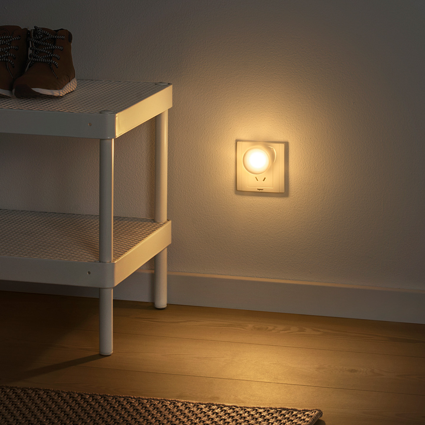 IKEA宜家 莫莱科特 小夜灯带感应器 白色 自动感应明暗开关灯